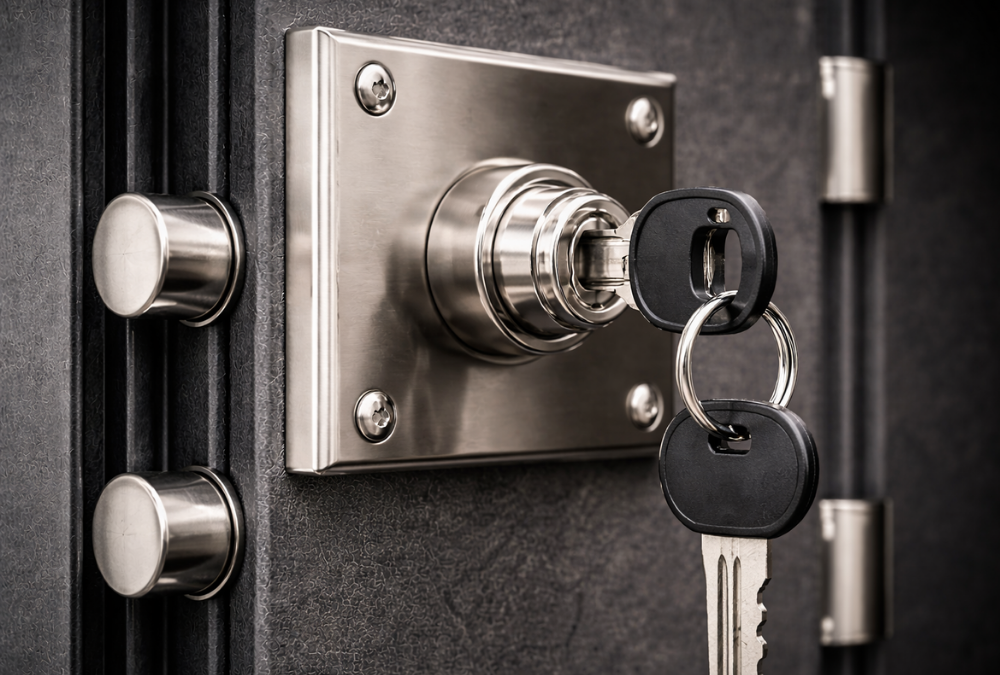 caja fuerte con llave de seguridad