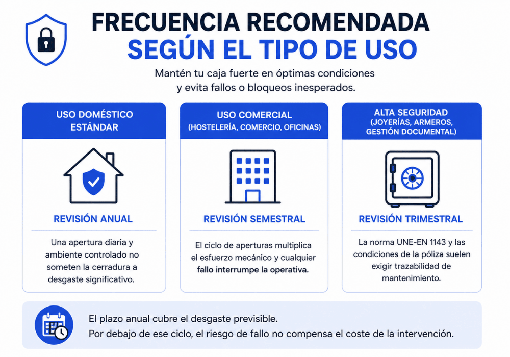 Revisión de caja fuerte cada cuánto tiempo hacerla