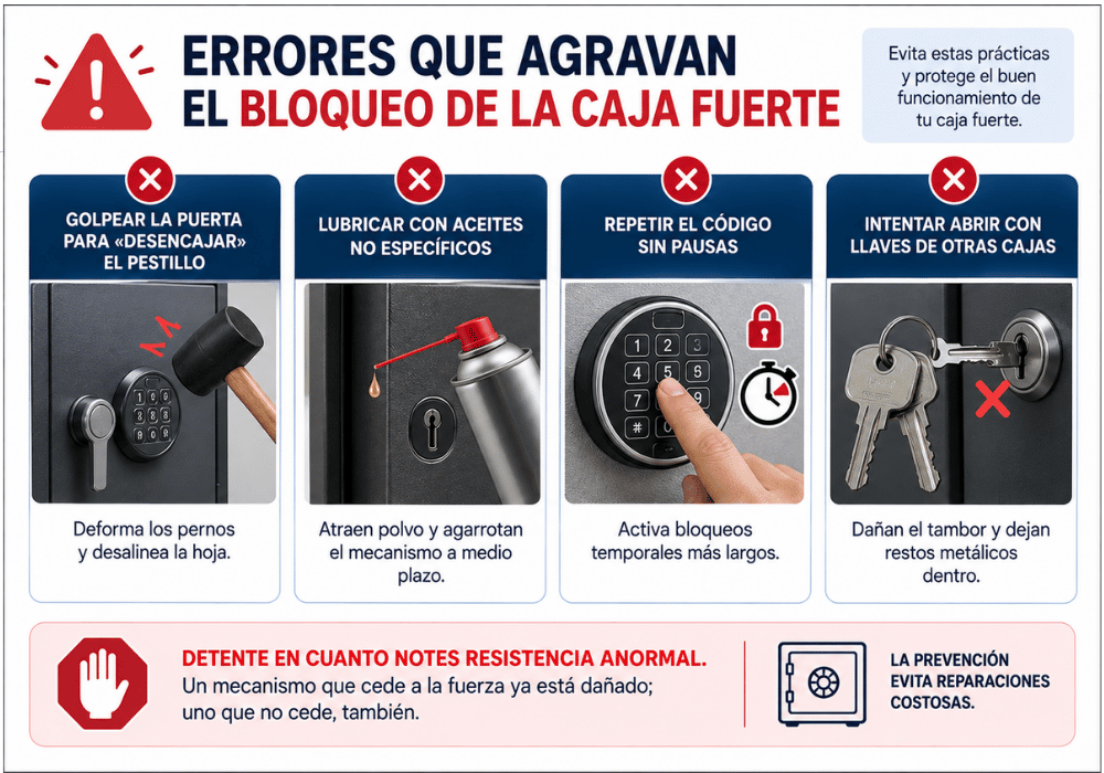 Caja fuerte atascada Por qué se bloquea la cerradura